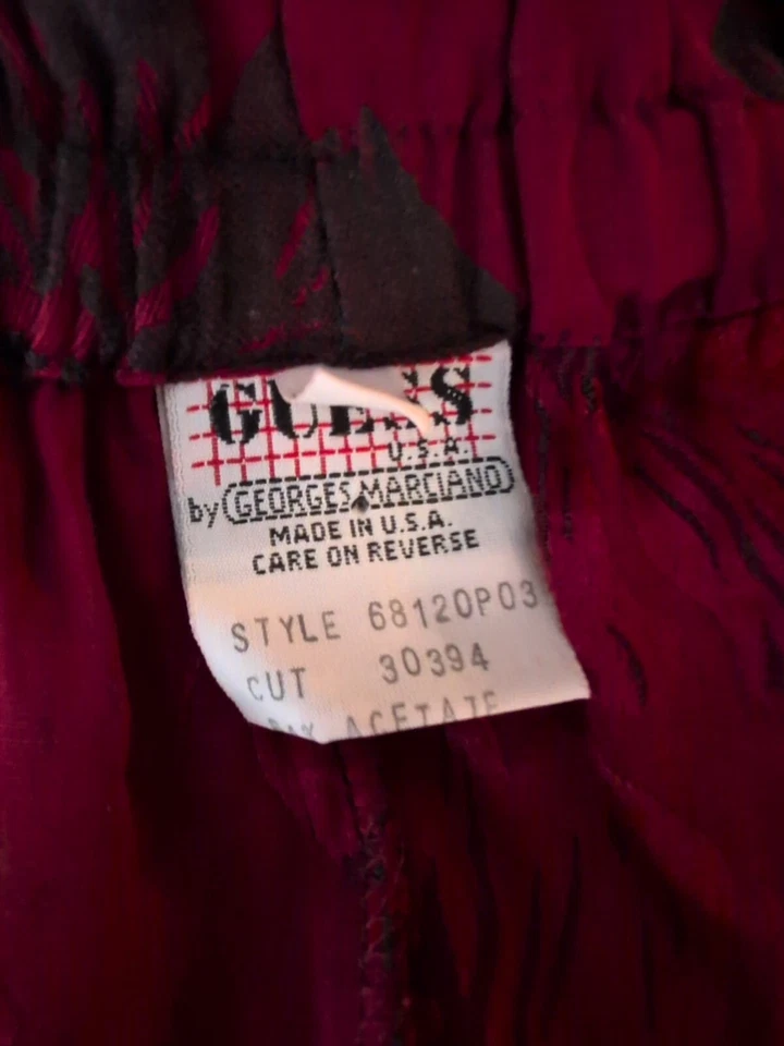 Vintage Guess by Georges Marciano Made in USA Womens Wide Leg Pants Red Black - Image 4 of 4