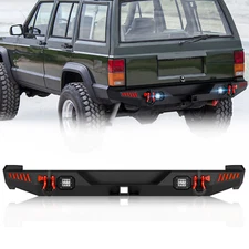W/ 2" Standard Hitch Receiver Rear Bumper For 84-2001 Jeep Cherokee XJ 2/4 Doors