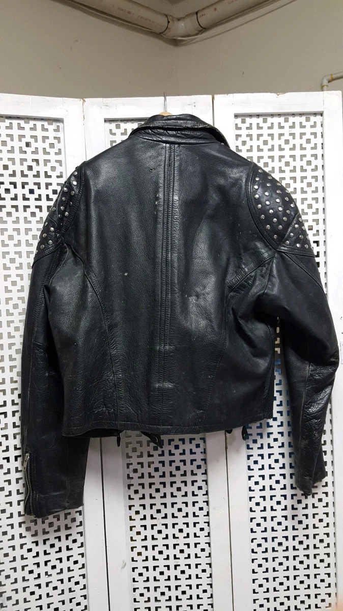 Vintage Leather Biker Jacket- Size 40