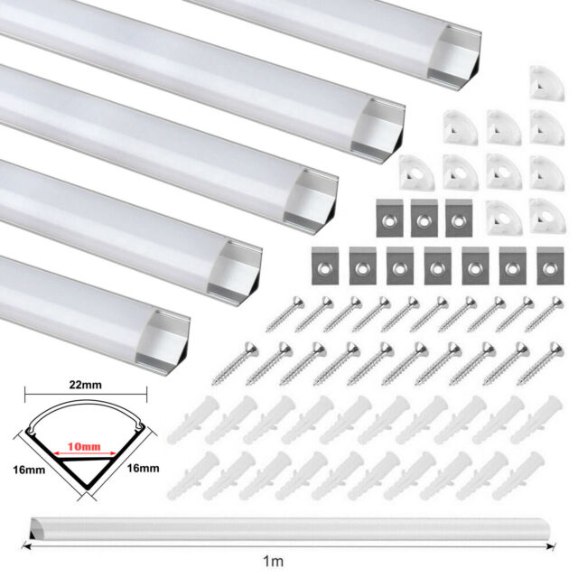 LED Aluprofil Aluminium Profile 5x 1m Alu Schiene Leiste für LED-Streifen Leucht
