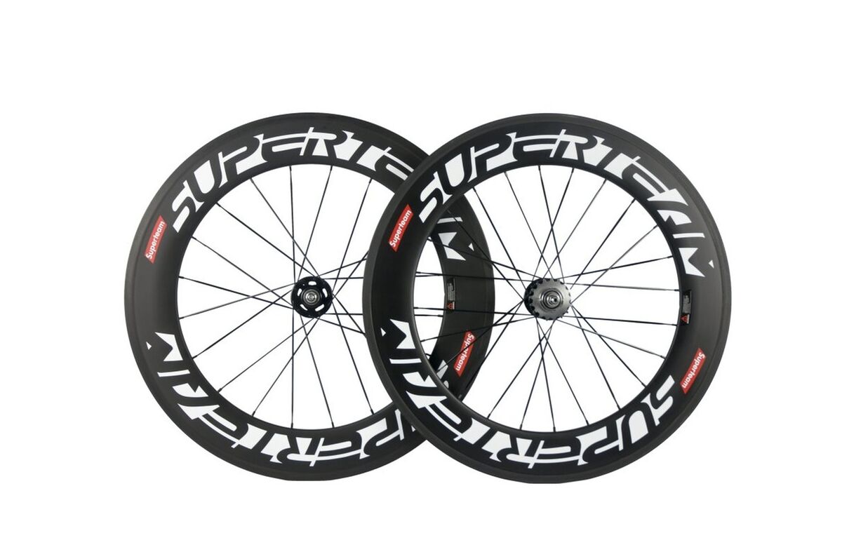 SUPERTEAM 88mm Carbon Clincher Fixed Gear Bike Wheelset 23mm SUPERTEAM 88mm Carbon Clincher Fixed Gear Bike Wheelset 23mm