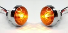 Pair 1-1/4" Dual Function Amber LED Marker Light VTG/Classic Mini Moon Chrome 