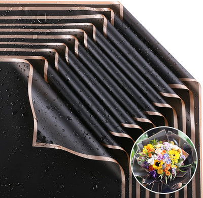 Papel De Regalo 20 Hojas Negro Y Dorado Para Ramos Flores Buchones Baby Shower