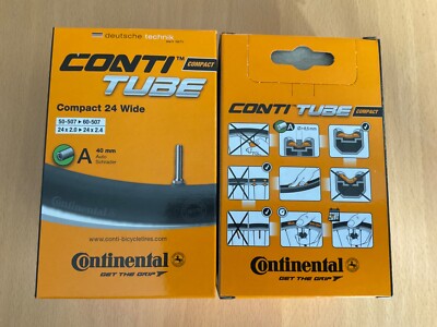 2 Continental Fahrradschlauch 24 Zoll Autoventil 50-507/60-507(Compact Wide)(27)