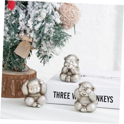 3 Wise Monkeys Statue.See no evil, hear no evil, speak no evil Monkeys Silver
