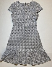 Michael Kors Dress Womens XS Floral Fit Flare Cap Sleeve Zip Black White Flowers