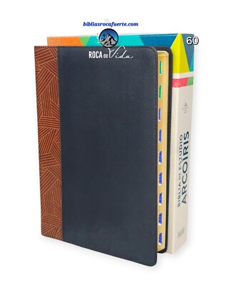  Biblia de Estudio Arco Iris reina valera 1960 simil piel negro tostado indice 