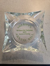 Lg Commemorative Glass Ashtray Sheriff's Annual Ball 1973 Lucas County Ohio