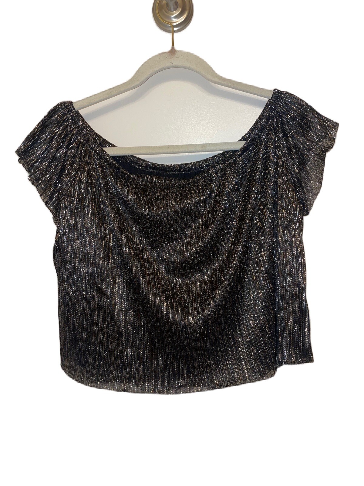 ZARA Basic Metallic Effect Size S Off-Shoulder To… - image 4