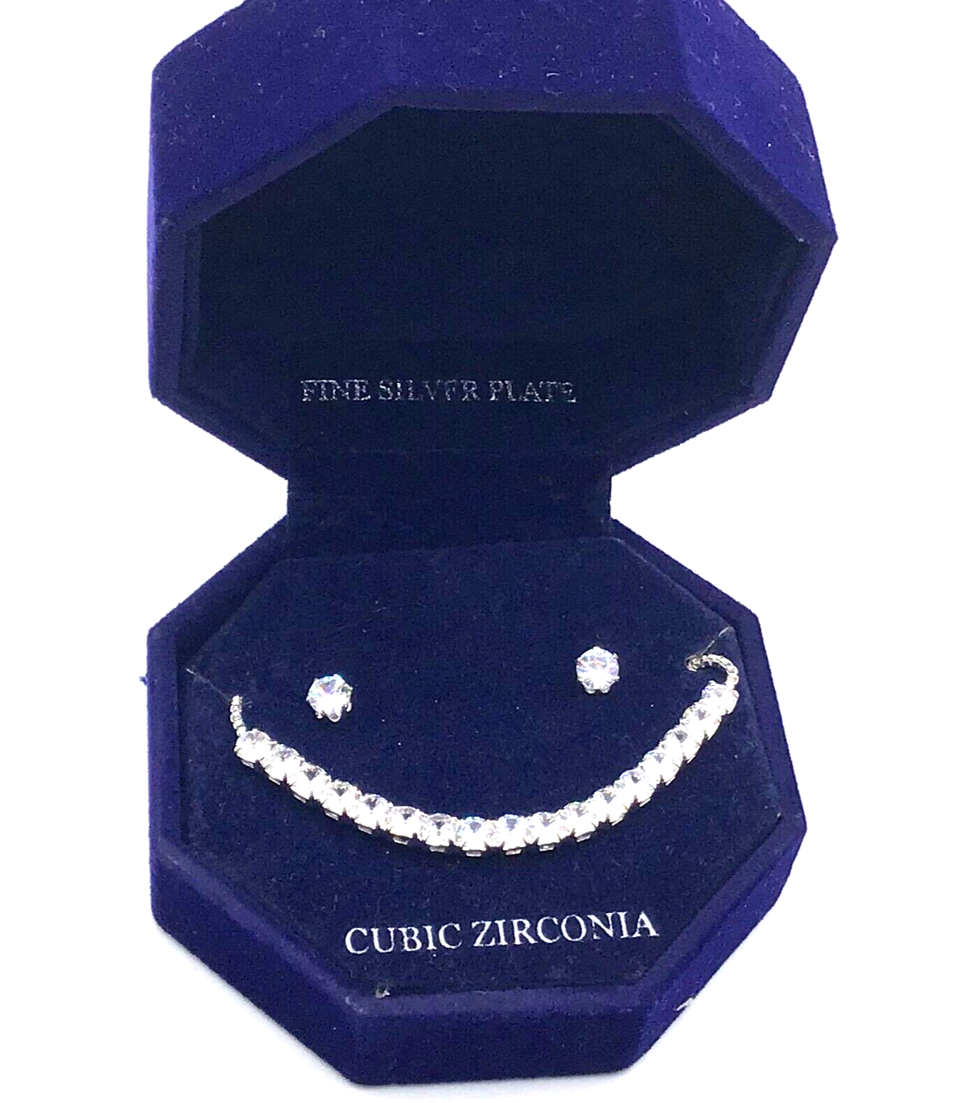 Macy's Fine Silver Plated Cubic Zirconia Necklace &  Earrings Set