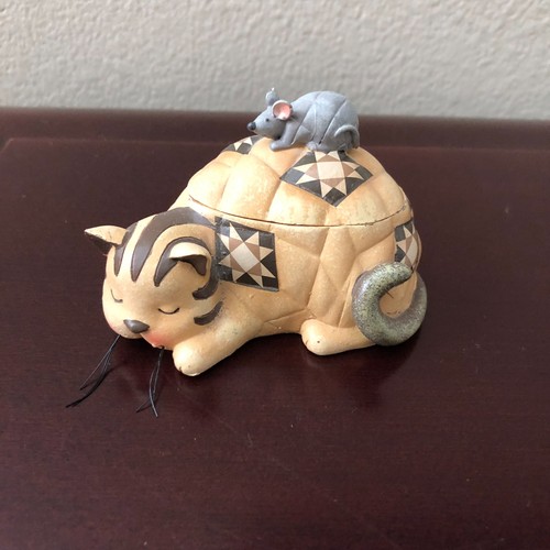 Vintage Patchwork Giftware Cat Trinlet Box with Mouse Multi Color - 第 3/6 張圖片