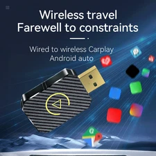 Wired to Wireless CarPlay Android Auto Adapter USB Plug & Play Auto Connect