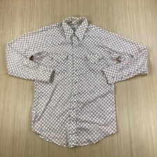 Vintage Lee Shirt Mens Large White Extra Long Tail Pearl Snap Floral All Over