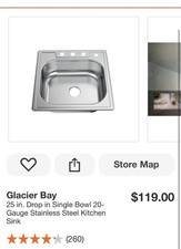 Glacier Bay 25 in. Drop in Single Bowl 20-Gauge Stainless Steel Kitchen Sink