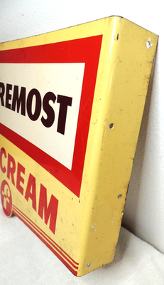 VINTAGE FOREMOST ICE CREAM Double sided FLANGE SIGN | eBay