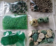 6 bags 6 oz of Tiny to Lrg Mixed Bead Soup Mixed Lot Craft Beading Green 💚 Mix