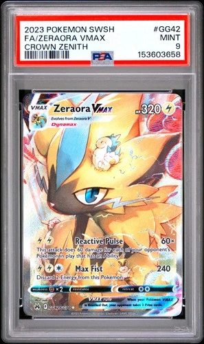 2023 POKEMON SWORD & SHIELD CROWN ZENITH #GG42 FULL ART/ZERAORA VMAX PSA 9