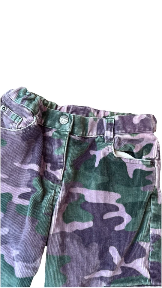 迷你紧身女孩迷彩工装裤 7/8 码绿色紫色灯芯绒调整腰围 — 第 2/4 张图片