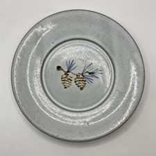 Vintage Jugtown Ware Pottery 1995 Salt Glazed Pinecone 8" Plate Seagrove NC