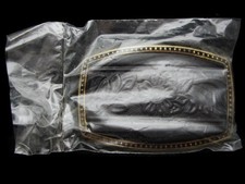 KD25112 NOS VERY COOL VINTAGE 1970s FLORAL DECOR LEATHER BELT BUCKLE
