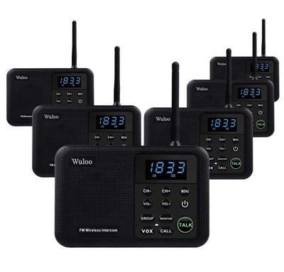 Wuloo  1 Mile Range FM Wireless Intercom System Home Security Systems 6 Pack