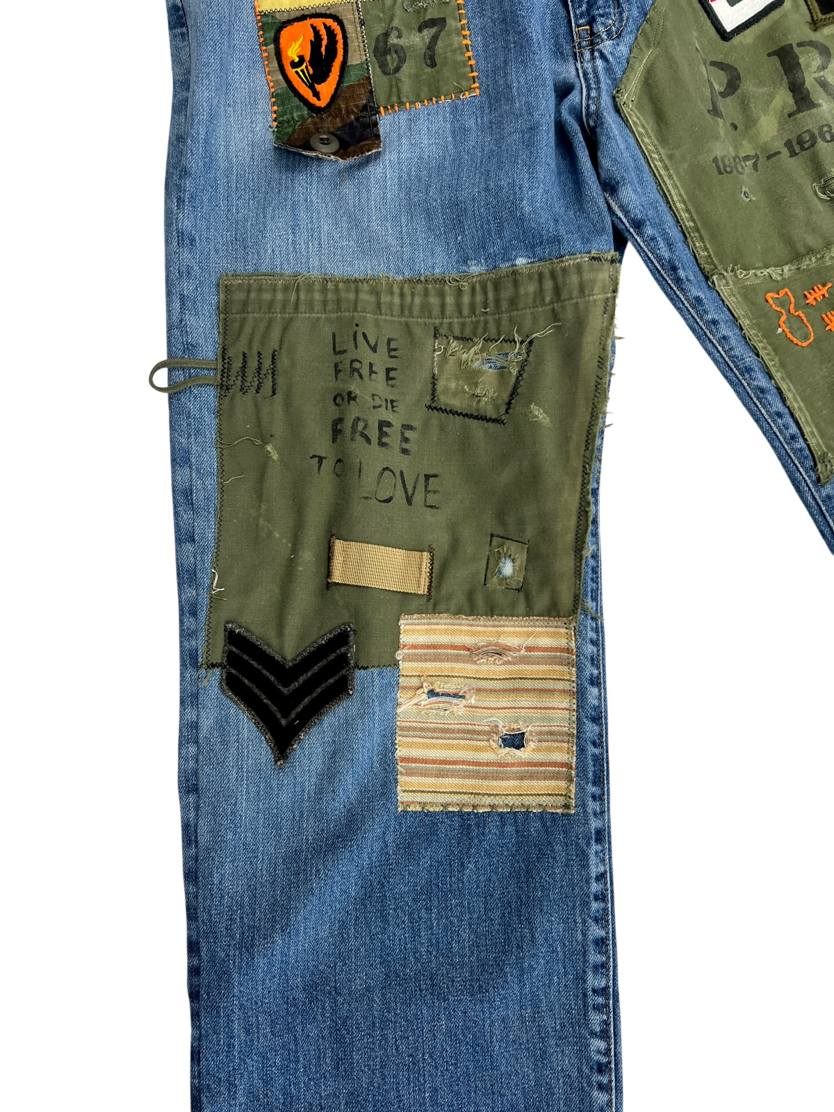 Upcycled Men Jeans 40x29-Patchwork Distressed fro… - image 6