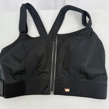 SHEFIT Black Front Zip Ultimate Sports Bra Adjustable Straps Size 4 Luxe