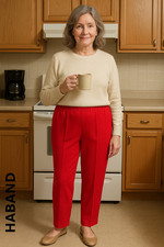 Vintage 80s/90s Haband for Her Red Polyester Pants Sz 12P USA Made Elastic Waist