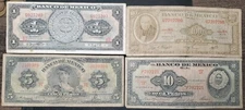 Mexico Lot of 4 Notes 1969 Aztec Calendar 1957 Gypsy 1961 Tehuana 1972 Hidalgo