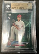 2018 Topps Chrome Shohei Ohtani RC Green Wave Rookie Pitching #/99 Angels BGS 10