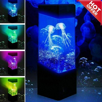 LED Quallen Lampe Lavalampe Aquarium Tank Light Stimmung Kinder Nachtlicht Dekor