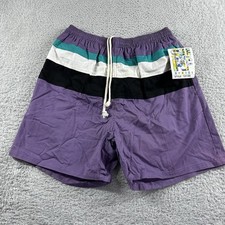 Vintage 80s 90s Surf Shades Shorts Mens Medium Purple Colorblock Mesh Lined NWT