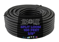 100 FT 3/8" BLACK SPLIT WIRE LOOM POLYETHYLENE TUBING CABLE CONDUIT