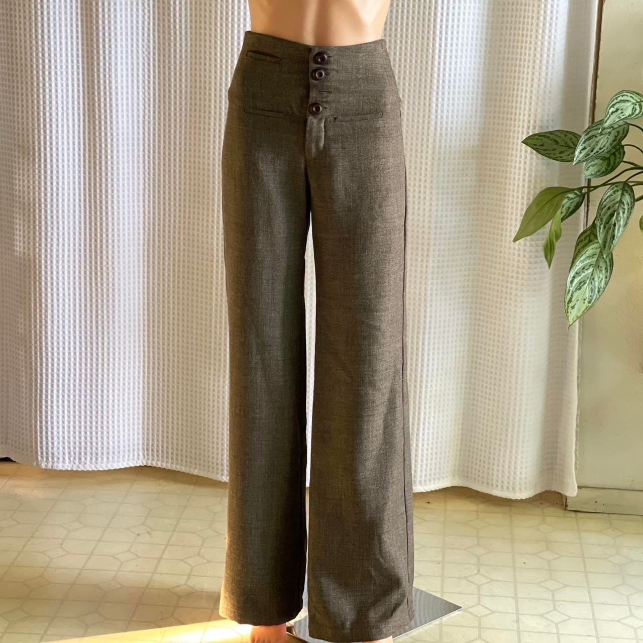 Vintage Y2K Paala High Waisted Wide Leg Trousers Brown Button Fly Academia Sz 4
