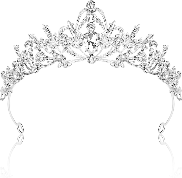Rierousy Tiara Hochzeit, Krone Damen, Krone Braut, Kristallkrone Strass Krone, H-image