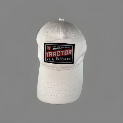 #ad TSC Tractor Supply Co. Red Black Patch on White Trucker Hat Cap SnapBack $11.99