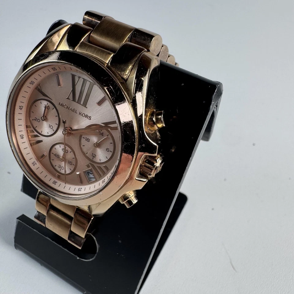 Relógio cronógrafo feminino Michael Kors MK5799 ouro rosa data aço inoxidável - Imagem 3 de 4