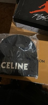 CELINE Black Knit Logo Beanie Women's Hat One Size Casual Solid Fall Winter