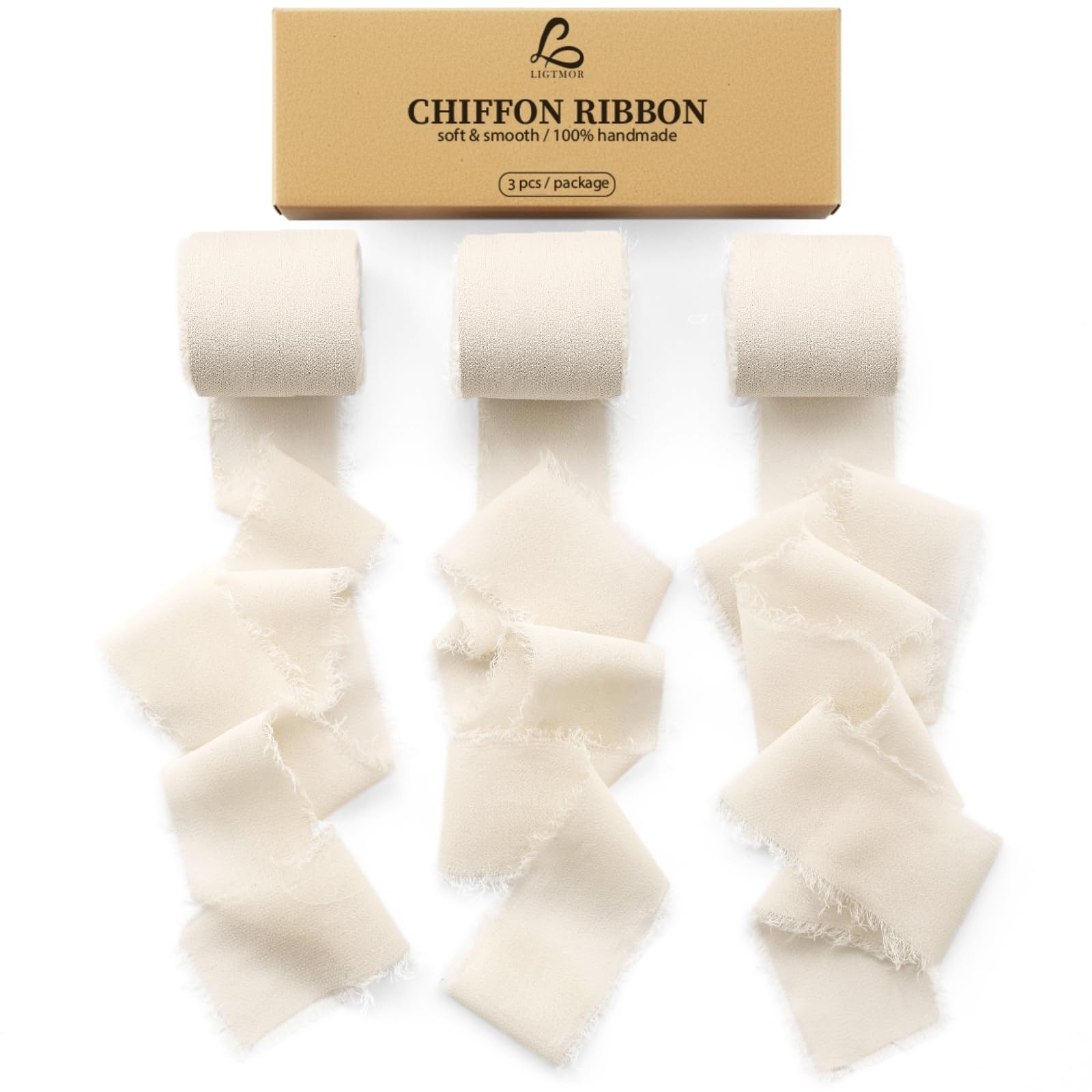 Ruban en mousseline de soie 3,8 cm pour bouquets de mariée bohèmes