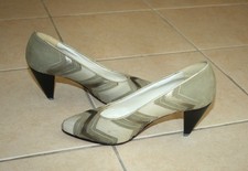 Roberto Santi Pumps, Leder, Gr. 38, beige / grau, 7 cm hoch