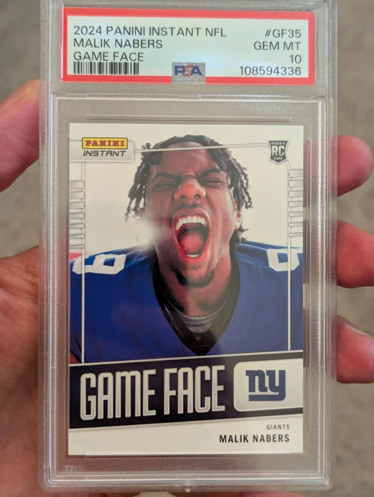 Malik Nabers Panini Instant NFL Game Face #GF35 Base