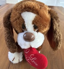 Vtg 7 Russ Berrie Baxter Basset Hound I Love You Dog Plush Stuffed Animal 586