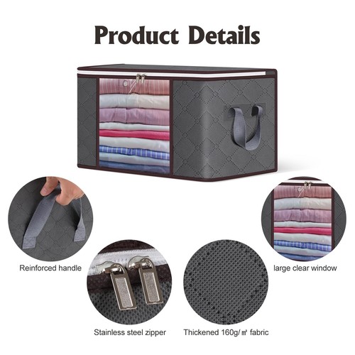 90L Large Storage Bags,6 Pack Foldable Clothes Storage Bins with Zipper and L... - Bild 4 von 7