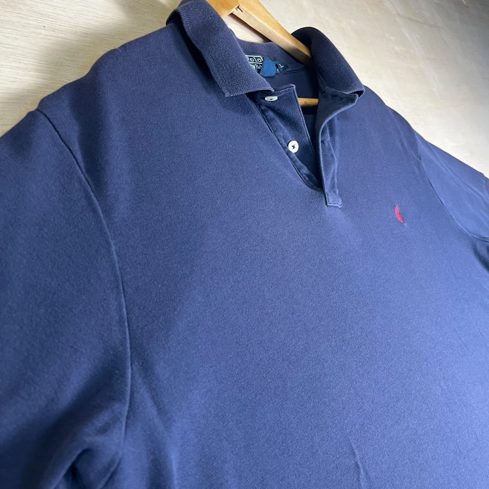 VTG Polo Ralph Lauren Short Sleeve Shirt L Blue Single Stitch USA Made Rib Trim - Image 4 of 4