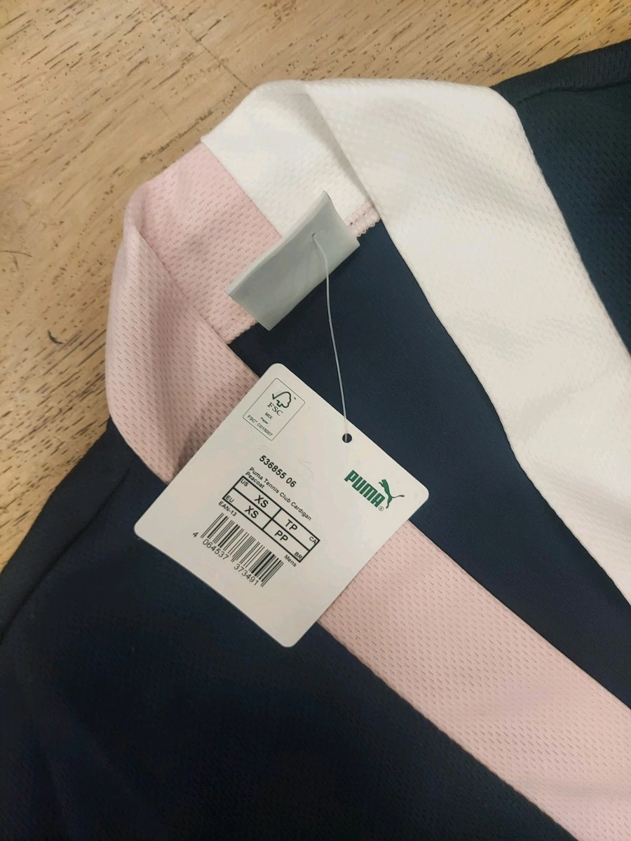 RRP £50 PUMA Womens Navy Pink White Button Sports Cardigan XS New With Tags