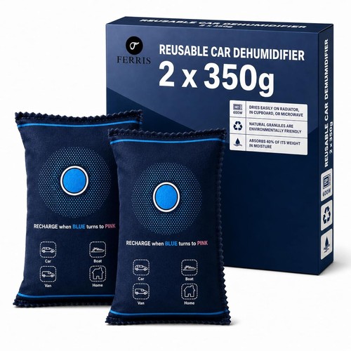 FERRIS Car Dehumidifier Bags 2 Pack Reusable Moisture Absorbers (2 x 350g)
