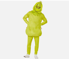 Adult Dr Seuss Grinch Green Plush Mascot Costume  Mask Mens Halloween Christmas