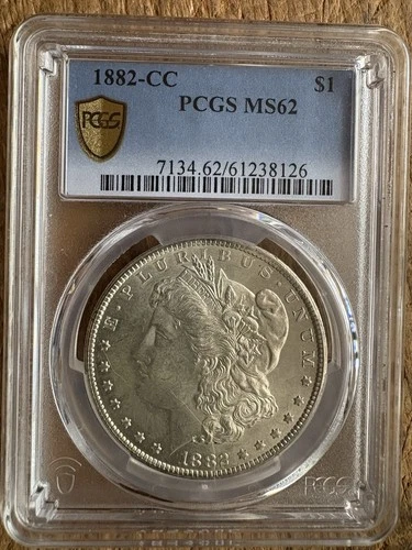 1882 CC  Carson City Morgan Silver Dollar $1 PCGS MS62 Nicer than normal!