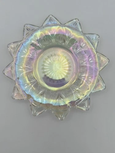 Vintage Glass Star Iridescent saucer 6.5”