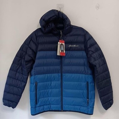 Eddie Bauer Jacket Mens Medium Blue CirrusLite Down Hooded 650 Fill Puffer RDS